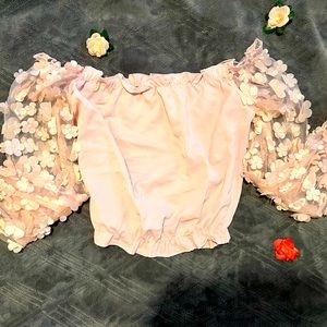 Pink top with flowers on it  from SHEIN
